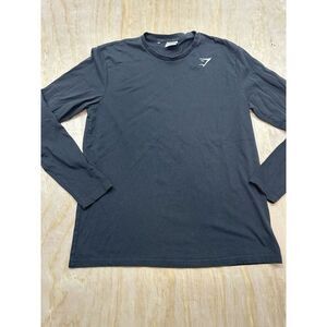 Gymshark Black Long Sleeve Crew Neck T-Shirt Mens Pullover Athletic Size Medium